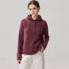 Suéter de Cashmere com Capuz Feminino Outono/Inverno 2026, Pulôver com Capuz e Botões, Suéter Casual de Tricô Solto