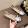 Zapatos de Ballet Planos Franceses para Mujer Verano 2025 Estilo Nuevo Pedal Huevo Enrollado Suela Suave Guisantes Zapatos Individuales para Mujeres Embarazadas