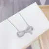 Colar de laço cravejado com micro diamantes em toda a extensão, moda coreana, feminino, banhado a ouro real, corrente para clavícula, joias em ouro rosa, fábrica de origem