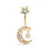 Joyería Popular Europea y Americana para Piercings Transfronterizos Amazon Luna Estrella Incrustada Circonita Anillo para Ombligo Acero Inoxidable Hebilla de Clavo para Ombligo