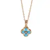 Yiluyin Collar con Colgante de Plata de Ley S925 Turquesa Cruda Trébol de Cuatro Hojas para Mujer, Colgante de Diseño de Nicho Versátil de Lujo Ligero