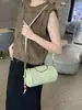 Bolso de Moda para Mujer Piel Genuina Transfronterizo Transmisión en Vivo Capa Superior Piel de Vaca Bolso Cilíndrico Bolso de Hombro Cruzado Bolso de Cosméticos de Nicho 66045