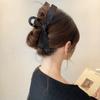 Pinza de Lazo Doble Faz Negro Estilo Hepburn para Mujer, Grande, de Alta Gama, para el Cabello, Parte Posterior de la Cabeza, Tipo Tiburón, Tocado