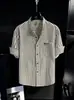 Nova Camisa Masculina de Manga Curta Listrada 2026, Camisa de Verão Fina, Manga Três Quartos, Fashion, Simples, Versátil, Camisa da Moda