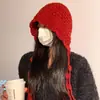 Gorro de Punto Tejido a Mano Estilo Retro con Flores Caladas para Mujer Otoño Borla de Perlas Gorro de Punto Delgado Estilo Étnico