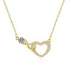 Nuevo Producto Más Vendido Transfronterizo: Collar Infinito de Amor Incrustado con Diamantes para Mujer, Cadena para Clavícula de Moda de Lujo Ligero con Corazones Entrelazados