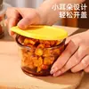 Caja de almacenamiento de vidrio de grado alimenticio específica para refrigerador de pepinillos, frasco mini para almacenar pepinillos, tazón pequeño para kimchi