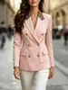 2026 Estilo Nuevo Europeo Estampado de Leopardo Solapa Doble Botonadura Chaqueta Traje Pequeño para Mujer Corte Delgado Temperamento Traje Profesional para el Trabajo