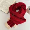 Bufanda Pequeña de Punto de Color Sólido con Punto de Color Lana Bufanda de Lana de Invierno Suave Color Cera Bola Estudiante Pareja Combinación de Colores Bufanda de Lana Moda