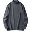 Ropa Térmica de Invierno de Doble Cara para Hombre, Cuello Alto Medio, Ropa Cálida con Forro Polar, Camiseta de Manga Larga de Color Sólido, Negro Puro en Línea