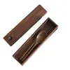 Set de Vajilla Portátil de Nogal Negro Vintage para Uso Doméstico - Cuchara de Madera, Tenedor, Palillos, Estuche de Almacenamiento - Especial para Estudiantes, Viajeros y Trabajadores de Oficina