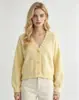 Cárdigan de punto estilo francés con cuello en V y abalorios para mujer, nueva colección otoño/invierno, forro polar tipo visón suave y cómodo, abrigo suéter de corte holgado
