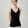 Simple V-neck Warm Cashmere Camisole Tank Top Women Ribbed Slim Fit Base Layer Pure Color Knit Sleeveless Inner Wear