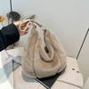 Bolso de Hombro Portátil Transfronterizo Nuevo de Otoño e Invierno, Bolso de Felpa Moderno y Versátil, Bolso Tote de Felpa Casual de Gran Capacidad para Mujer