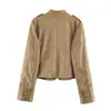 Ropa de mujer transfronteriza 2026 Moda europea y americana casual chaqueta con botones anudados y textura de terciopelo con cuello alto para mujer B483155