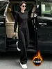 Traje casual elegante e estiloso para o outono e inverno de 2026, nova blusa de manga longa e calça de perna larga, um conjunto completo deslumbrante