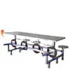 Mesa de Jantar e Cadeiras de Cantina Aço Inoxidável Mesa de Jantar Integrada Estudante e Funcionário Mesa de Jantar e Cadeiras para Fast Food Mesa de Jantar Retangular