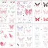 Adesivos de tatuagem cor de borboleta rosa e verde à prova d'água clavícula adesivos de tatuagem para menina fresca adesivos de tatuagem simples