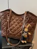 Bolsa de ombro bordada com padrão de diamante retrô 2026 transfronteiriça, grande capacidade, bolsa tote simples, bolsa de mão, bolsa de trabalho para mulheres