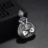 Bolsa de la suerte de doble pez colgante de plata de ley S999 cadena para suéter de mujer colgante de collar largo hueco retro de plata pura