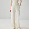 Pantalones rectos de cachemir con cinturón casual para mujer, de cintura alta, engrosados, adelgazantes, fluidos, de punto, pantalones casuales de moda para exteriores