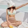 Nuevo Traje de Baño Caliente de Comercio Exterior Europeo y Americano para Mujer, Dividido, Estilo Coreano, Fruncido, Delgado