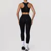 Conjunto Esportivo de Moda com Bolinhas Estilo Europeu e Americano Conjunto Fitness para Corrida Costas Bonitas Sutiã Roupa de Yoga Calça de Cintura Alta Levanta Bumbum