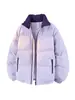 Chaqueta de Algodón con Cuello Alto Unisex Moda Color Blocking Tendencia Chaqueta Acolchada Adolescente Pareja Exterior Top Chaqueta