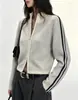 Ropa Única/2026 Cardigan de Punto de Lana con Cremallera y Cuello Alto para Mujer, Estilo Deportivo Retro Holgado, Prenda Exterior Superior