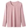 Tejido de Primavera Traje de Ropa Interior Térmica Catiónica para Adultos Mayores Otoño e Invierno Cuello Redondo Forro Ropa de Otoño Pantalones de Otoño Suéter de Algodón para Mujer