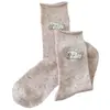 Calcetines de Perrito Flocado de Dibujos Animados para Mujer, Nuevo Estilo Otoño e Invierno, Calcetines de Hilo de Caña Media, Estilo Universitario, Calcetines Caídos con Borde Enrollado para Mujer, Primavera