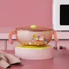 Tigela de Jantar Dupla Camada de Aço Inoxidável de Grau Alimentício com Desenho Animado de Bebê, Conjunto Portátil Respirável, Tigela de Alimentos Complementares, Tigela de Louça Infantil