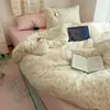 Conjunto de Cuatro Piezas de Gasa de Doble Capa 100% Algodón Floral Estilo Mixto de Bloguero Coreano Funda Nórdica de Algodón Puro Sábana Juego de Tres Piezas para Estudiante