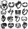 Europa y Estados Unidos personalidad creativa anillo apilable combinación traje 16 piezas de diseño de traje araña anillo de articulación negro
