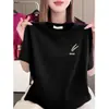 Marcas de Moda de Este Año Camisetas Casuales de Manga Corta Estilo Coreano para Mujer en Verano, Tops Estampados Holgados Adelgazantes para Mujeres de Mediana Edad y Mayores
