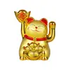 Tailandia Vietnam venta caliente 2 pulgadas color dorado solar feng shui gato de la fortuna repostería tienda de repostería coche máquina de garra para coche