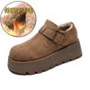 Shanghai Jiejie 2024 Inverno Nova Lã Quente Plataforma Algodão Sapatos Casuais Sapatos Bocon Slip-on Moda Sapatos Femininos