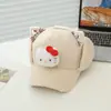 Boné de Beisebol Kuromi Infantil Estilo Coreano Desenho Animado Fofo Chapéu Quente Outono e Inverno Novo Veludo de Cordeiro Proteção de Orelha Boné de Pato