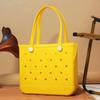 Nova Bolsa de Praia de Palha Eva com Furos Europeia e Americana Bolsa de Praia para Exterior Lavável Grande Capacidade Bolsa para Cosméticos Cesta para Animal de Estimação