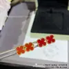 Pendientes Van Cleef Trébol de Cuatro Hojas V Oro Oro Rosa de 18K Ágata Roja Ónice Negro Pendientes de Moda Lujo Ligero Artesanía Fina