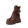 Botas Martin Novas de Outono e Inverno com Rebites e Aumento Oculto de Altura, Botas de Cano Alto com Solado Grosso, Sapatos Casuais Versáteis Femininos de 10cm
