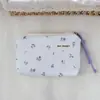 Monedero floral de pana estilo coreano, bolsa de almacenamiento portátil de gran capacidad para cuidado de la piel, bolso de mano versátil para estudiantes