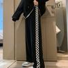 Pantalones deportivos a cuadros transfronterizos para niños Otoño e Invierno talla grande Hermana Gorda Adelgazantes Sueltos Combinan con todo Rectos con caída Casual Anchos