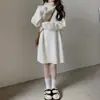 Vestido Jersey de Cuello Alto Estilo Perezoso de Longitud Media para Mujer Otoño e Invierno Nuevo Holgado Base Color Sólido Cómodo Adelgazante