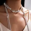 Collar de Borlas Ovalado Exagerado Incrustado de Diamantes Estilo Europeo y Americano con Diseño Único, Cadena para Clavícula con Sensación de Lujo Ligero y Gama Alta, Venta al por Mayor