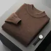 Tejidos 100% Lana Pura para Hombre, Grosor Extra, Cuello Alto Medio, Jersey Casual, Tejido Sencillo, Otoño e Invierno, Nuevo, Tejido de Cachemira