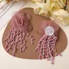 Hada Gentil Blanco Borla Cuentas de Arroz Tul Rosa DIY Estilo Festivo Pendientes Pendientes Corsage Femenino Accesorios para el Cabello