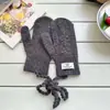 Luvas de Tricô de Lã com Estampa Floral Vermelha para Mulheres, Compatíveis com Tela de Toque, Luvas de Inverno Completas com Cordão, Proteção Térmica ao Ar Livre Contra o Frio