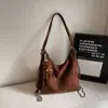 Bolsa Grande Escarchada Maillard para Mujer 2025 Nuevo Bolso Tote Retro de Gamuza Textura Otoño e Invierno Letra Bolso de Axila
