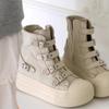 Zapatos de Lona de Caña Alta y Suela Gruesa para Mujer, Estudiantes para Aumentar la Altura de Primavera y Otoño, Zapatos Versátiles de Punta Redonda, Tenis Casuales para Mujer
